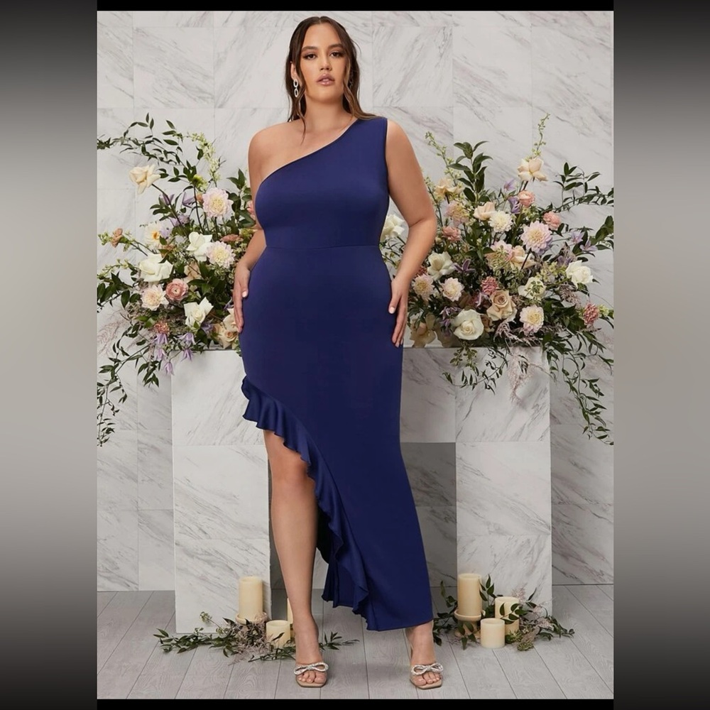 *SALE* SHEIN One Shoulder Ruffle Bridesmaid Dress